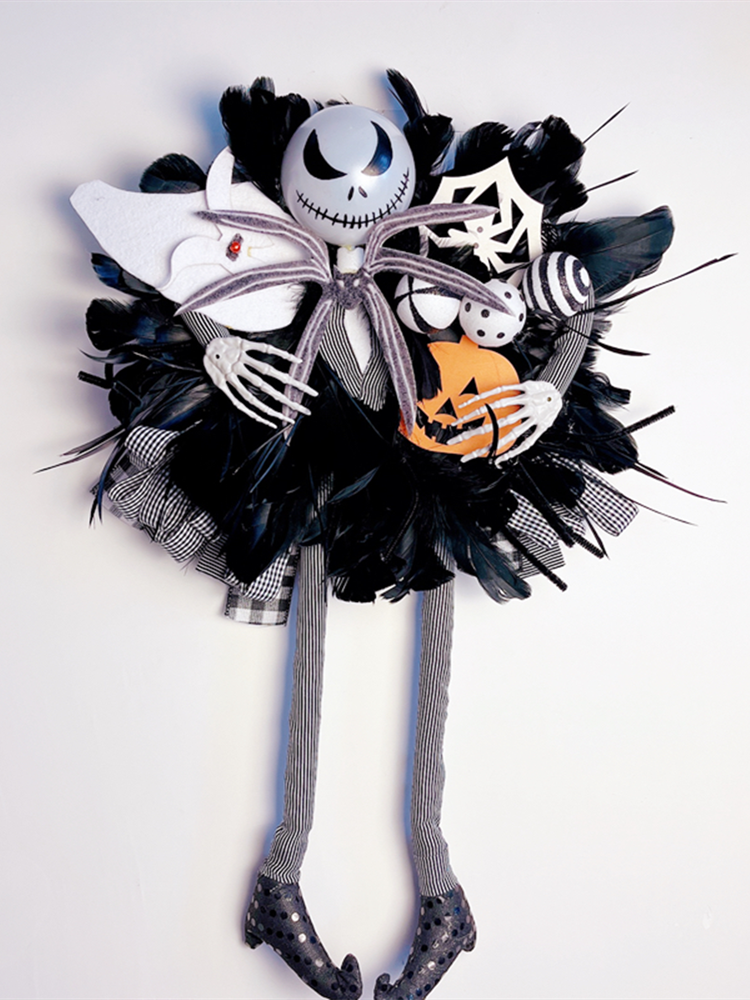 Garland Halloween Front Door Home Horror Atmosphere Decor Hanging Ring