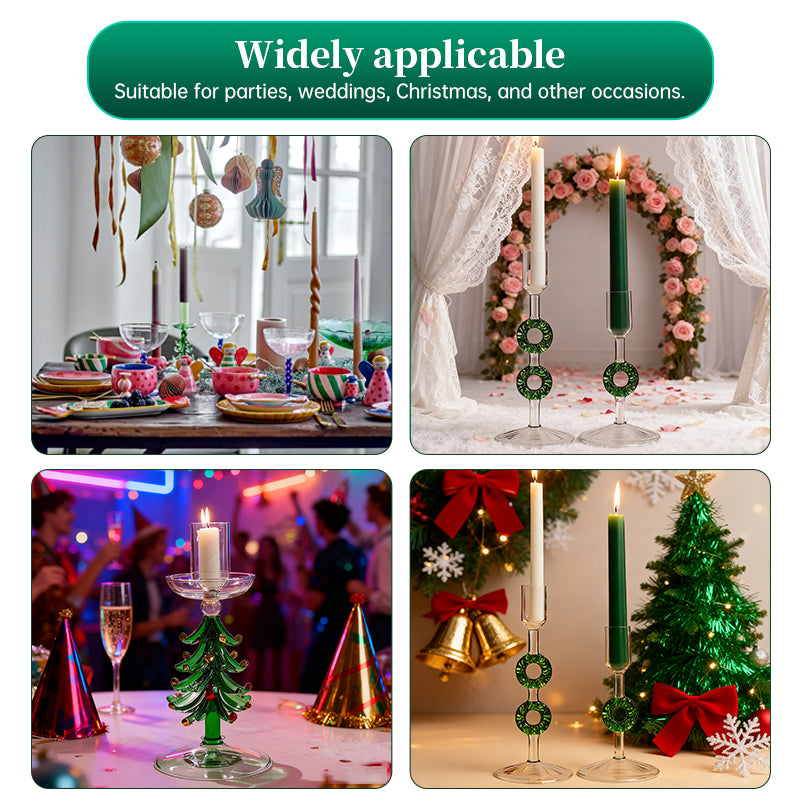Nordic Borosilicate Glass Candle Holder, Christmas Tree Tabletop Decor for Home