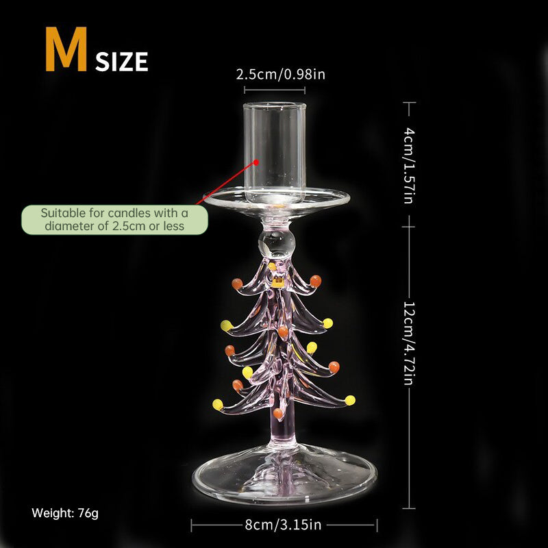 Nordic Borosilicate Glass Candle Holder, Christmas Tree Tabletop Decor for Home