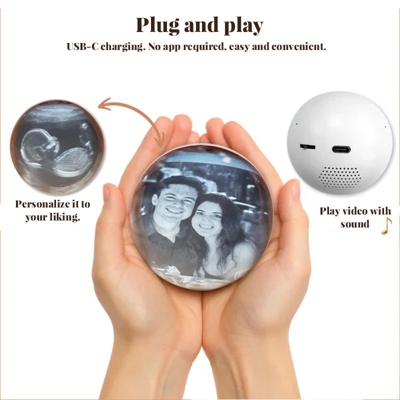 Wedding/Anniversary Video Crystal Ball – 2.7" Spherical Pixel Display, 4GB Player, Memory Art Lamp