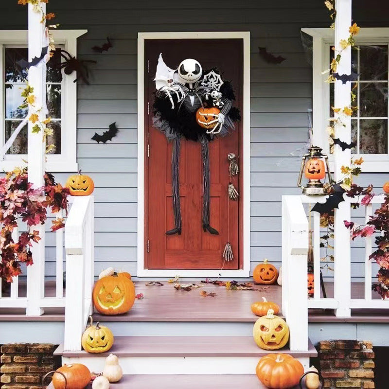 Garland Halloween Front Door Home Horror Atmosphere Decor Hanging Ring