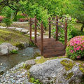 7.5 Ft Wooden Garden Bridge with Hand Rails in Carbonized Wood Finish